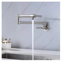 Robinet de remplissage de marmite chaude et froide Montage mural monotrou Laiton Laiton Robinet de cuisinière de cuisine pliant Noyau de valve en céramique dosé