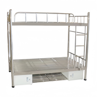 Lit superposé en acier robuste pour usage commercial avec échelle et armoire de rangement pour dortoir, auberge, école, mobilier scolaire