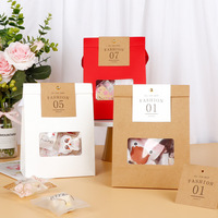 Emballage cadeau refermable transparent pour snacks, avec fenêtre, estampage à chaud, pour nougat, fruits, flocons de neige croustillants, date, lait, à conserver au frais