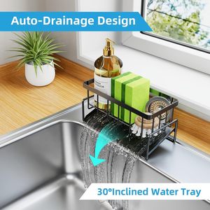 <b>Kitchen</b> Rustproof Sink <b>Caddy</b> Organizers and Storage Dish Soap Dispenser Sponge Holder for Countertop - Product Image 2