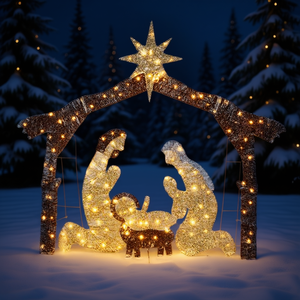 Luces de Navidad de 190 LED para Jardín con Nacimiento y Techo Marrón, Decoración de Jesús de 6 Pies - Product Image 2