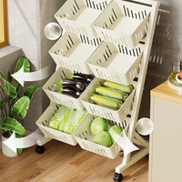 Étagères de rangement pour aliments à quatre niveaux, du sol au plafond, pour cuisine et salon, avec chariot – Conception portable
