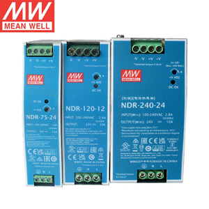 Meanwell อุปกรณ์จ่ายไฟราง DIN 75W-480W หมายถึงซีรีย์ <span class=keywords><strong>ndr</strong></span> 12V 24V 48V พร้อม PFC สำหรับอุตสาหกรรมอัตโนมัติตู้ควบคุมพีแอลซี - Product Image 1