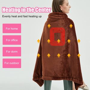 Couverture chauffante USB Wrap Couverture chauffante de luxe en flanelle portable avec boutons Châle chauffant ultra chaud pour le cou et les épaules - Product Image 3