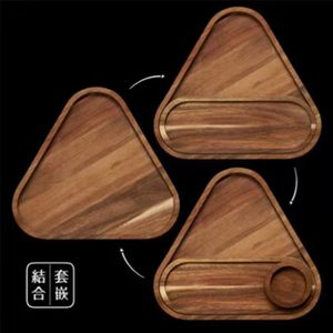 Paulownia Wood Triangle <b>Tea</b> <b>Tray</b> Set Multifunctional Serving <b>Tray</b> For Kung Fu <b>Tea</b> And Food Storage - Product Image 2