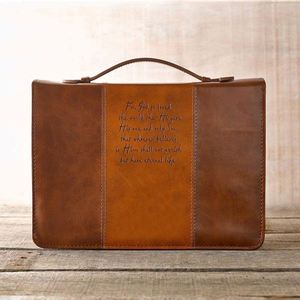 Échantillon gratuit de housse de Bible en similicuir marron, sac de Bible durable avec fermeture éclair - Product Image 2