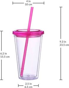 Clear Custom Printed 20/24/32/16oz Double Wall Reusable BPA Free Eco-friendly <b>Plastic</b> Tumbler for Party Thermal Insulation - Product Image 4