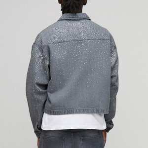 Giacca in Denim personalizzata da <span class=keywords><strong>uomo</strong></span> inverno Vintage Outdoor oversize Plus Size Varsity strass con strass <span class=keywords><strong>Jeans</strong></span> giacca in Denim per <span class=keywords><strong>uomo</strong></span> - Product Image 2