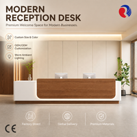 Comptoir de réception de bureau moderne, aspect bois, sur mesure, OEM ODM