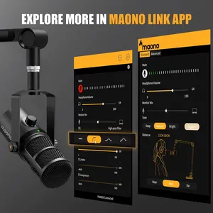 Maono <span class=keywords><strong>microfono</strong></span> dinamico USB/XLR tutto in metallo con <span class=keywords><strong>Jack</strong></span> per <span class=keywords><strong>cuffie</strong></span> Mute One-Touch e controllo del Volume per Podcasting Streaming PD400X - Product Image 4