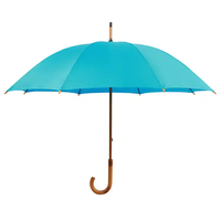 Parapluie publicitaire personnalisé en bois massif avec poignée en bois et manche en bois ouverts à la main