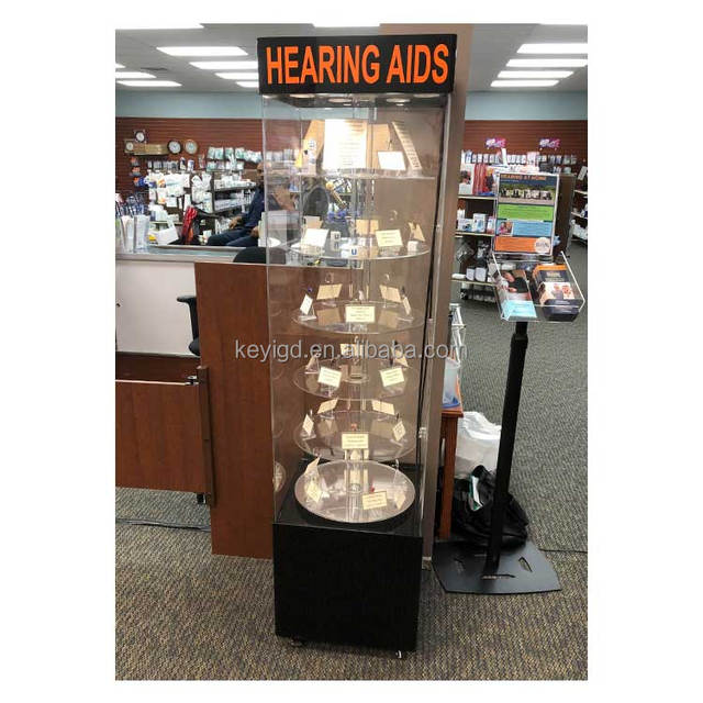 Mobile Phone Shop Lockable Glass Showcase Display Cabinet Cell Phone Rotating Showcase