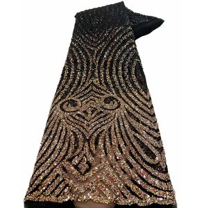 Supoo <span class=keywords><strong>Afrique</strong></span> Mode Noir Mixte Or Ombre Broderie Française Perlée Sequin Dentelle Tissu Perlé Dentelle Tissu De Luxe pour les Mariages - Product Image 1