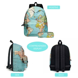 กระเป๋าเป้นักเรียนลายแผนที่สไตล์ใหม่พร้อมส่งกระเป๋าใส่ดินสอกระเป๋าเป้นักเรียนกันน้ำ - Product Image 5