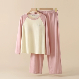 เซ็ตชุดนอนแขนยาวสวมใส่สบายของผู้หญิงผ้าคอตตอนแท้พร้อมแผ่นรองชั้นในชุดชิ้นเดียวชุดใส่อยู่บ้านทรงหลวมขนาดใหญ่พิเศษ - Product Image 5