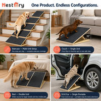 Rampe modulaire pour chiens et chats pour escaliers, réglable, en bois, sûre, pliable, rampe intérieure pour chien avec support triangulaire et patins antidérapants