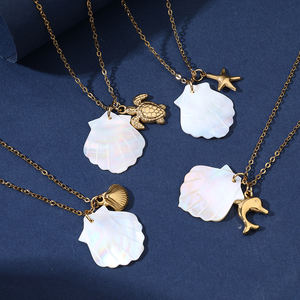 Venta al por mayor de delicados delfines tortugas estrella de mar colgante collares de acero inoxidable para mujeres joyería regalo - Product Image 5