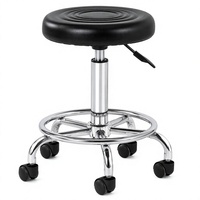 Tabouret de bar JOHOOFURNITURE en cuir PU noir, siège rond rainuré, pivotant et réglable, fabricant Taburete de Bar Kitchen