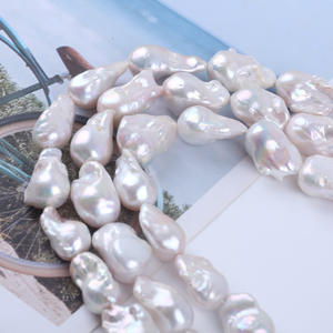 Perlas Cultivadas de Agua Dulce, Blancas, de 15-16 mm, Perlas Naturales Semiterminadas para Manualidades, con Orificio Central - Product Image 4