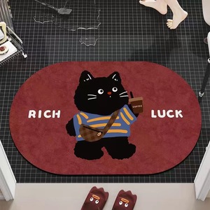 แผ่นรองอาบน้ำรูปวงรีลายการ์ตูนสุนัขนำโชค ผลิตจากดินไดอะตอมเมียซัส ซึมซับน้ำได้ดี กันลื่น ใช้ได้ในห้องน้ำ ห้องนอน และทางเข้าบ้าน - Product Image 5