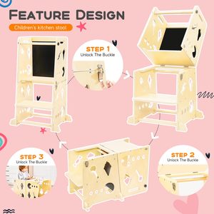 Tour d'apprentissage en bois certifiée CPC, aide <span class=keywords><strong>de</strong></span> cuisine réglable pour tout-petits, marchepied pour bébé - Product Image 2