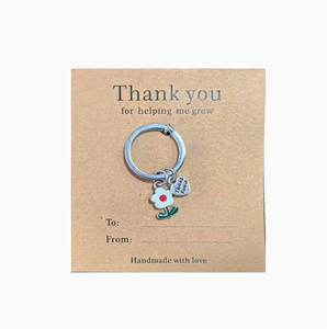 Portachiavi in Metallo di Lusso con Piccolo Fiore, Regalo Promozionale Creativo 'Grazie per avermi aiutato a crescere' - Product Image 4