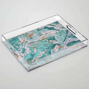 <span class=keywords><strong>2025</strong></span> mỹ phẩm phụ kiện hiển thị khay tùy chỉnh in hoa bên trong <span class=keywords><strong>Acrylic</strong></span> lucite phục vụ khay với xử lý - Product Image 4