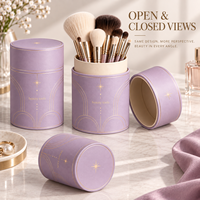 Étui à pinceaux de maquillage OEM, rond, en carton rigide, avec feuille d'or, cylindrique, pour outils de beauté