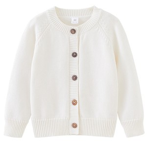 Girls Knit <b>Cardigan</b> Sweater Button Front Long Sleeve Crew Neck Solid Color for School and Daily Wear - Product Image 1