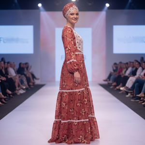 Robe longue de luxe africaine pour femme, imprimé floral, écologique, manches longues bouffantes, en rayonne avec dentelle, tenue traditionnelle printemps-été - Product Image 3