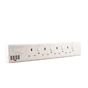 Wk 4-Gang Verlengsnoer Met 4USB Zonder Kabel Extension Socket