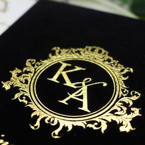 Feuille d'or de luxe velours noir couverture rigide deux plis or miroir acrylique <span class=keywords><strong>invitation</strong></span> pour la <span class=keywords><strong>retraite</strong></span> de mariage - Product Image 4