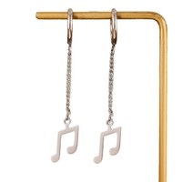 Boucles d'oreilles pendantes en acier inoxydable pour femmes, motif symbole musical, pendentif note de musique, boucles d'oreilles créoles