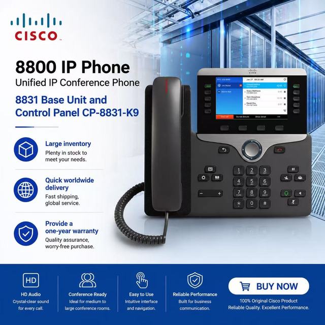 For 8800 IP Phone Unified IP Conference Phone 8831 Base Unit and Control Panel CP-8831-K9 1 Year Warranty in Stock