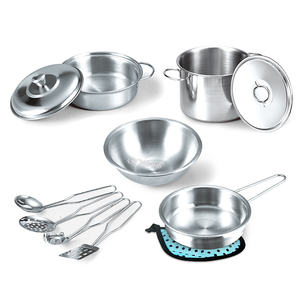 Giocattoli educativi pentole da cucina utensili in acciaio inox cucina Set da cucina giocattoli per finta gioco pentole <span class=keywords><strong>giocattolo</strong></span> - Product Image 3