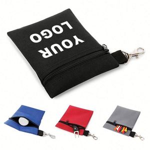 Pochette promotionnelle pour accessoires, sac de rangement mini portable en nylon imperméable pour tee de golf, avec fermeture éclair personnalisée et broderie de logo - Product Image 1