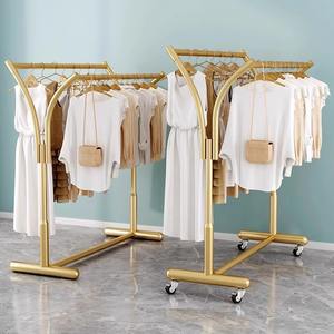 Perchero Simple Móvil de Doble Varilla para Dormitorio y Balcón Perchero de <span class=keywords><strong>Metal</strong></span> de Pie con Característica de Colgar - Product Image 2