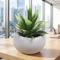 Planta Suculenta Artificial de 9x10.5cm, Ecológica, de Alta Simulación, en Maceta Blanca de Plástico Verde, Decoración de Escritorio para Interiores y Exteriores
