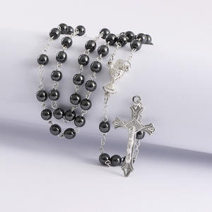 Komi vente chaude chapelet noir calculs biliaires colliers jésus vierge marie catholique religieux chapelet collier pour Pary - Product Image 2