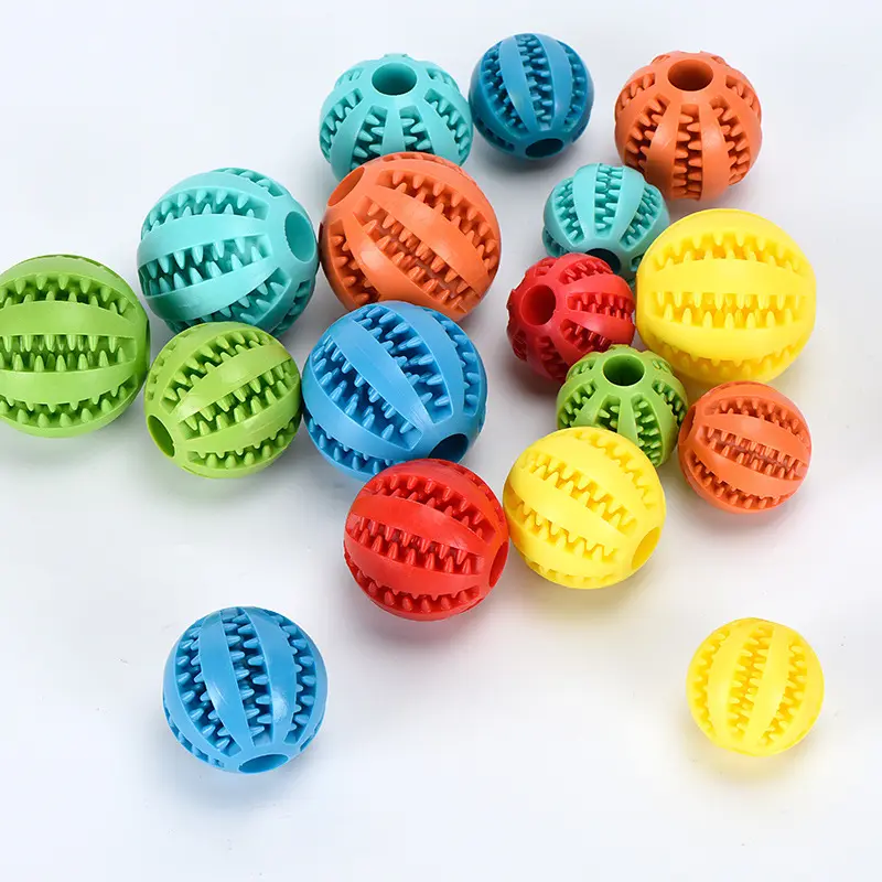 Neue Produkte Kau spielzeug Welpen Dekompression elastische Gummiball Haustier Zähne Reinigung Schleifen undicht Futter Ball Hundes pielzeug