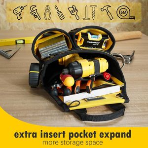 Pochette à outils MELOTOUGH pour charpentier avec 10 poches, sacoche de ceinture pour électricien, charpentier, avec clip de ceinture, pochette à outils avec porte-marteau - Product Image 2