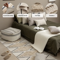 Bestseller Boho Style Tufted Area Teppich Diamond Tufting Area Teppich Gewebtes Bauernhaus Großer Teppich für Wohnzimmer Schlafzimmer Flur