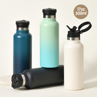 Logo personnalisé 500ml en acier inoxydable isolé salle de sport sport potable vide large bouteille d'eau avec large poignée pour un transport facile