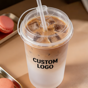 แก้วกาแฟพลาสติกฝ้าแบบกำหนดเองขายส่งพร้อมฝาปิด ขนาดใหญ่ สำหรับร้านกาแฟ - Product Image 3