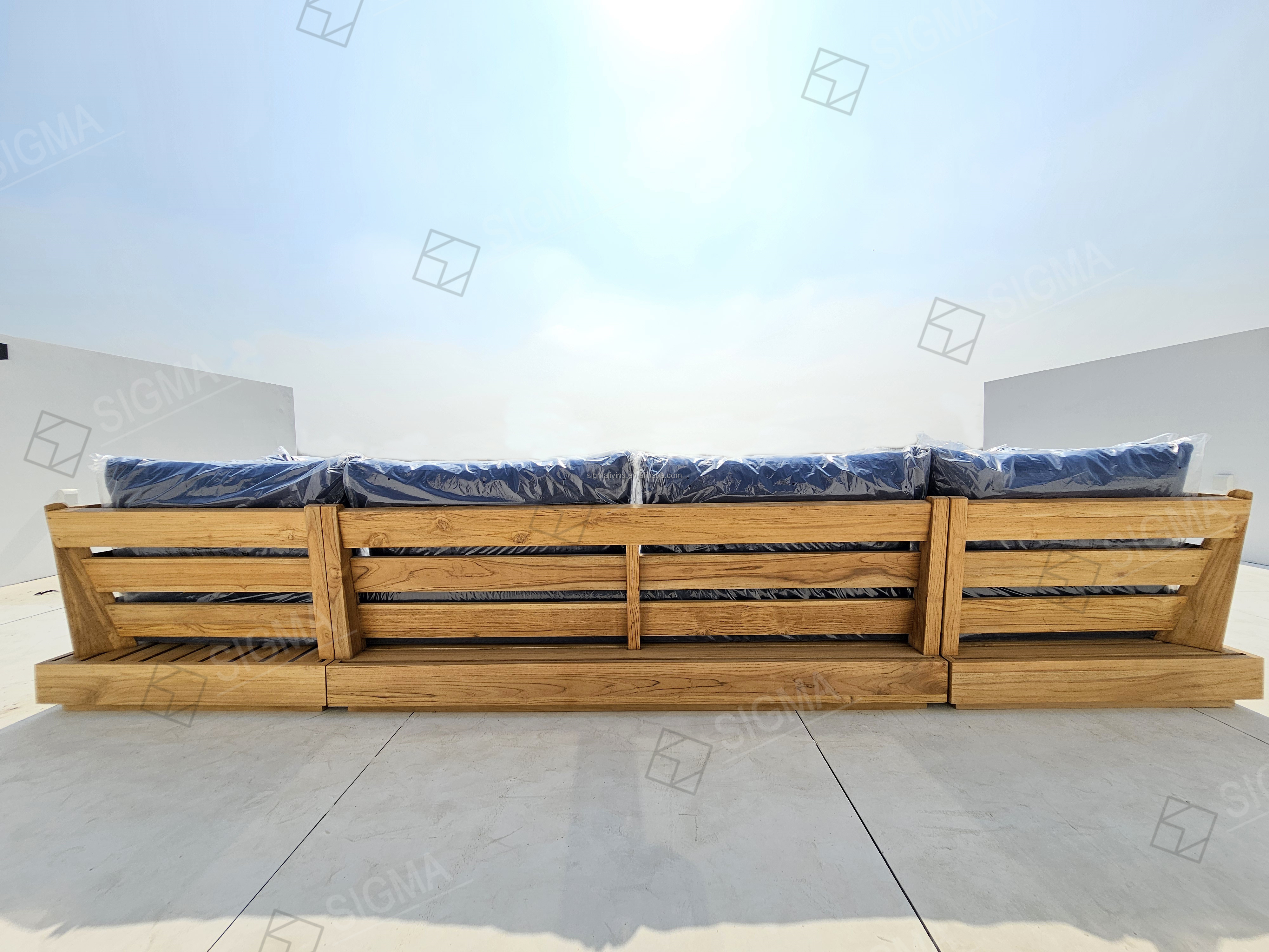 Modern New Teak Outdoor Furniture Set Solid Wood Sofa Garden Sets All Weather Teak Wood Sofa Garden Set