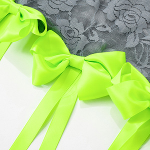 เดรสแฟชั่นสำหรับผู้หญิงผูกโบว์เซ็กซี่ผ้าแจ็คการ์ดเอวสูงผูกลูกไม้ - Product Image 6