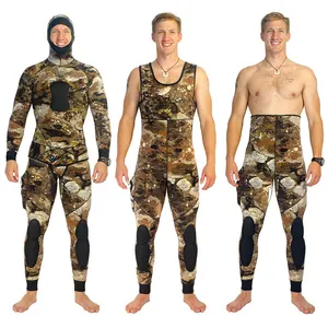 Wholesale Hooded Wetsuit Custom 3mm 5mm 7mm Mens Camo Neoprene Smooth Skin Friendly Spearfishing Diving Surfing Wetsuit