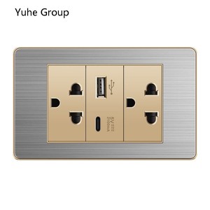 Prise murale thaïlandaise en aluminium brossé avec port USB-C pour ordinateur - Product Image 4