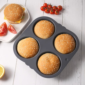 XINZE Moule à disque rond en acier au carbone à 4 cavités <span class=keywords><strong>pour</strong></span> la cuisson de muffins à la crème pâtissière <span class=keywords><strong>Yorkshire</strong></span> Pudding Cake Plats et casseroles - Product Image 1