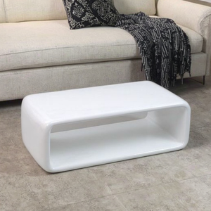 Mesa de Centro Cuadrada de FRP de Doble Capa, Moderna, Brillante, de Fibra de Vidrio, con Estante de Almacenamiento Abierto, Color Personalizado, Fácil de Limpiar - Product Image 2